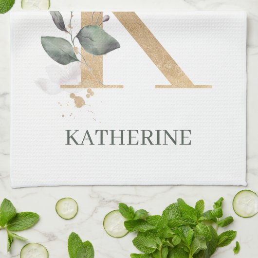 Kモノグラムフローラパーソナライズされたキッチンタオル キッチンタオル (折り畳み)