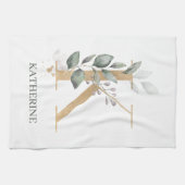 Kモノグラムフローラパーソナライズされたキッチンタオル キッチンタオル (横)
