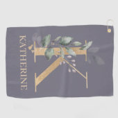 Kモノグラムフローラパーソナライズされた ゴルフタオル (横)