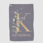 Kモノグラムフローラパーソナライズされた ゴルフタオル (正面)