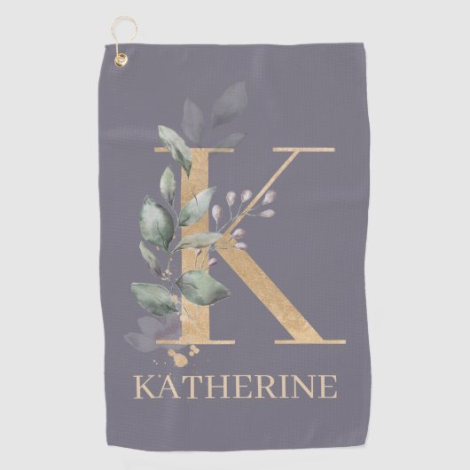Kモノグラムフローラパーソナライズされた ゴルフタオル (正面)