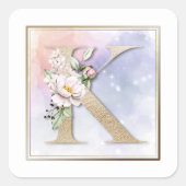 Kモノグラムブルゴーニュフローラスクエアステッカー スクエアシール (正面)