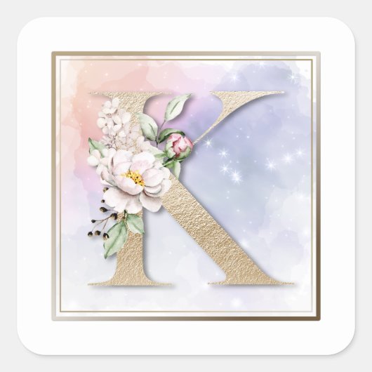 Kモノグラムブルゴーニュフローラスクエアステッカー スクエアシール (正面)