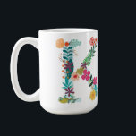 Kモノグラムマグ、フローラKイニシャル、植物学 コーヒーマグカップ<br><div class="desc">レターKイニシャルマグ。</div>