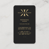 Kモノグラムモダンプロフェッショナルブラックフェイク金ゴールド 名刺 (裏面)