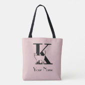 Kモノグラム猫好き赤面ピンクアンドブラックトートバッグ トートバッグ (裏面)