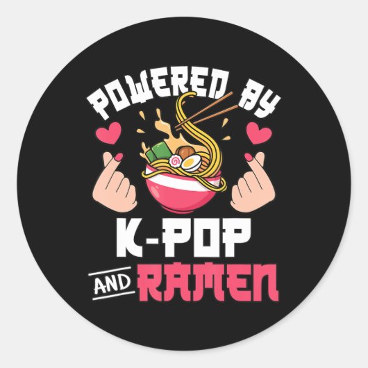 Kラーメンポップ・アートのかわいいKpop音楽アニメL ラウンドシール (正面)