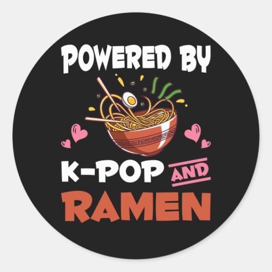 Kラーメンポップ・アートの中毒かわいいラーメンKpop ラウンドシール (正面)