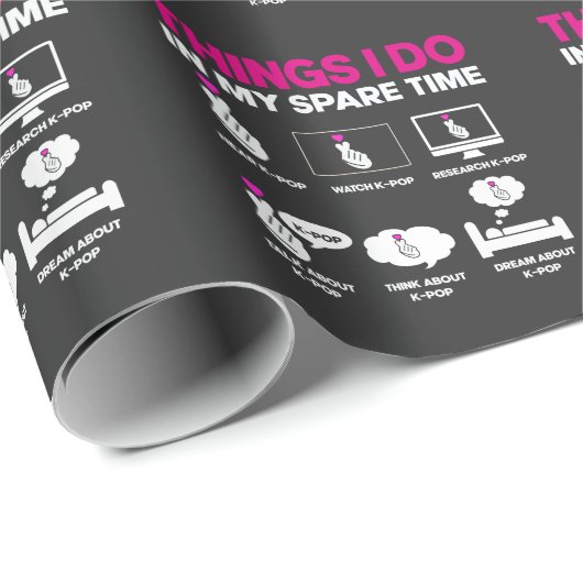 K中毒の女ポップ・アートのの子の韓国の音楽愛好家かわいい ラッピングペーパー (ロールコーナー)