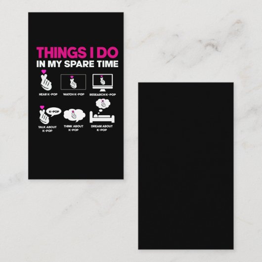 K中毒の女ポップ・アートのの子、韓国の音楽愛好かわいい 名刺 (正面/裏面)