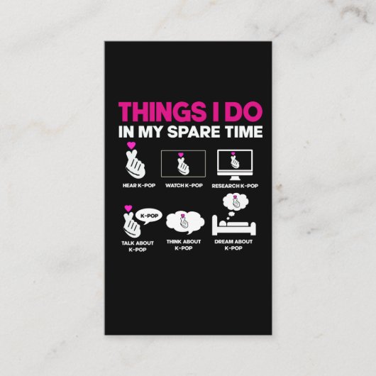 K中毒の女ポップ・アートのの子、韓国の音楽愛好かわいい 名刺 (正面)