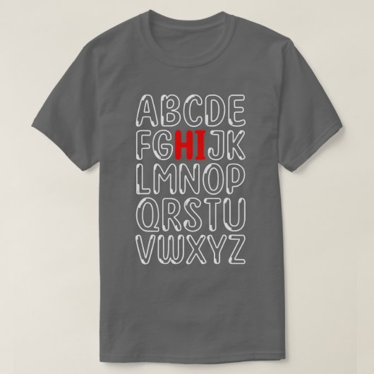 K前おもしろい幼稚園ハイアルファベット戻る学校 Tシャツ (デザイン正面)