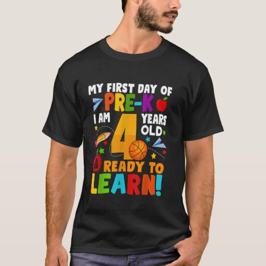 K前の私の最初の日は4歳の子供の男の子 Tシャツ (正面)
