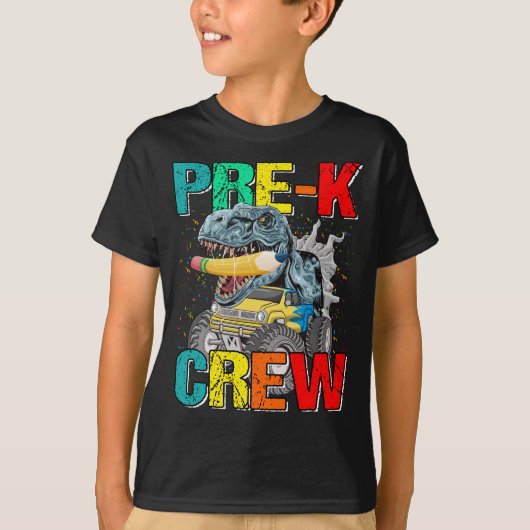 K前クルーのモンスタートラック恐竜の男の子Tシャツ Tシャツ (正面)