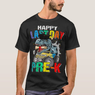 K前モンスタートラック恐竜グラの幸せな最終日 Tシャツ