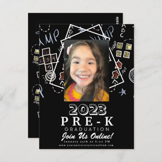 K前幼稚園仮想卒業チョークボード ポストカード (正面/裏面)