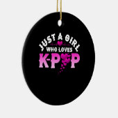 K指ハートKPopを愛すポップ・アートのる女の子 セラミックオーナメント (右)