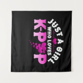 K指ハートKPopを愛すポップ・アートのる女の子 タペストリー (正面(横))