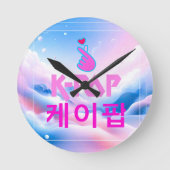 K指ポップ・アートのハート：愛を示す ラウンド壁時計 (正面)