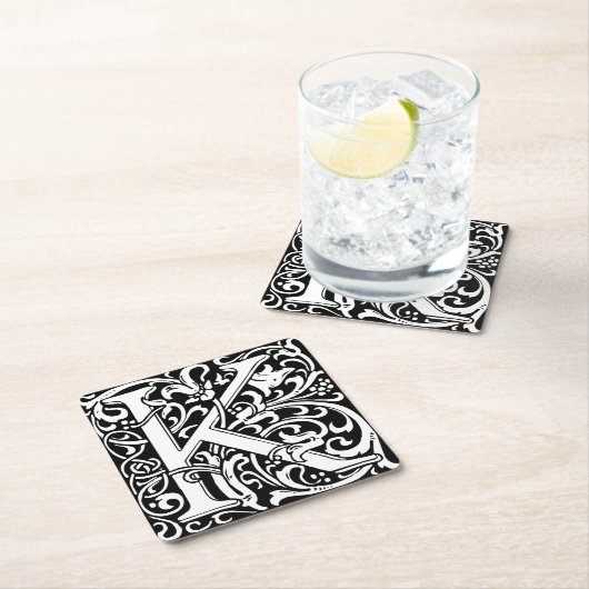 K文字中世モノグラムアールヌーボー スクエアペーパーコースター (インサイチュ)