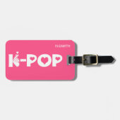 K破裂音の韓国の波のKpopの記号の手およびハート ラゲッジタグ (正面横)