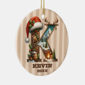 K素朴ヴィンテージ冬シーン付き休日レター セラミックオーナメント (右)