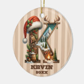 K素朴ヴィンテージ冬シーン付き休日レター セラミックオーナメント (左)