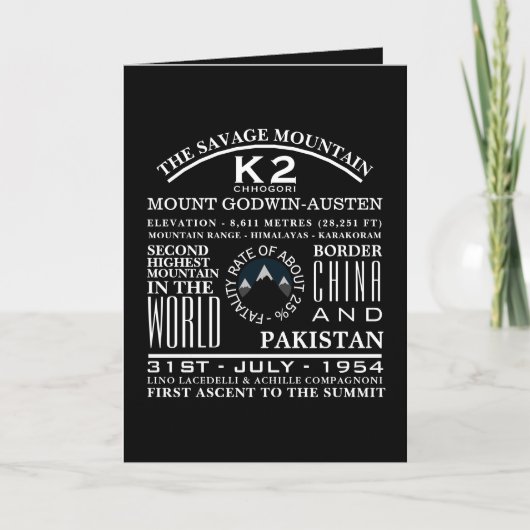 K2、山間探検情報 カード (正面)