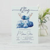 k2tog、ウィンターブルーヤーン、編み物ブライダルシャワー 招待状 (スタンド正面)