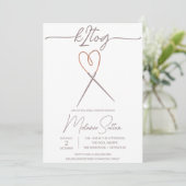 k2tog、編み物、ハートケーブルニードルブライダルシャワー 招待状 (スタンド正面)