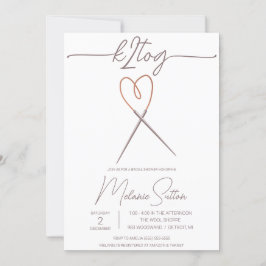 k2tog、編み物、ハートケーブルニードルブライダルシャワー 招待状