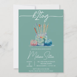 k2tog、編み物、ヤーンの瓶ブライダルシャワー 招待状