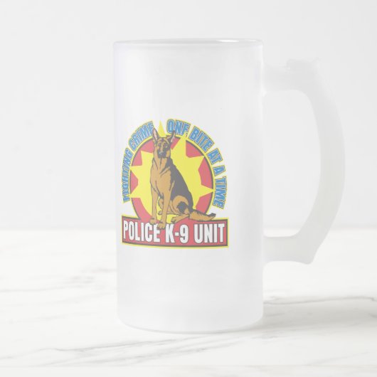 K9ジャーマン・シェパードのかみ傷 フロストグラスビールジョッキ (右)