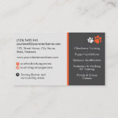 K9トレーニング – ドッグトレーナー – イヌ行動主義者 名刺 (裏面)