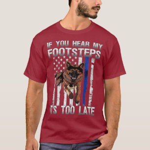 K9ドイツのシェパード警察犬薄い青線 Tシャツ