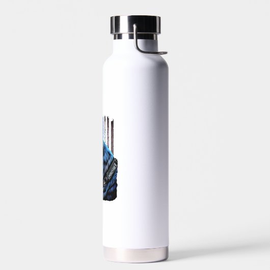 K9ドイツ羊飼い警察犬シンブルーライン国旗 ウォーターボトル (左面)