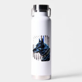 K9ドイツ羊飼い警察犬シンブルーライン国旗 ウォーターボトル (正面)