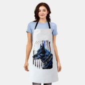 K9ドイツ羊飼い警察犬シンブルーライン国旗 エプロン (着用した状態)