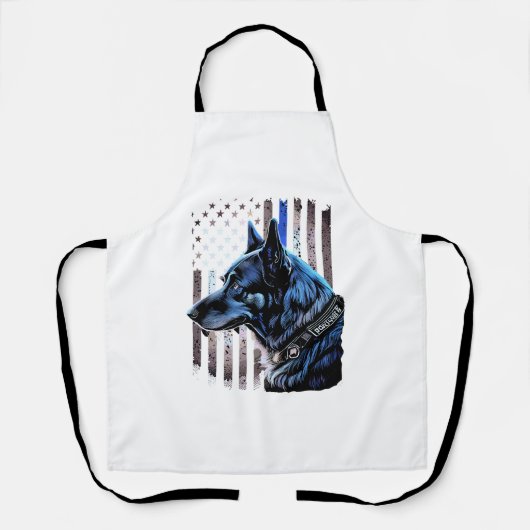 K9ドイツ羊飼い警察犬シンブルーライン国旗 エプロン (正面)