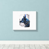 K9ドイツ羊飼い警察犬シンブルーライン国旗 キャンバスプリント (インサイチュ (ウッドフロア))