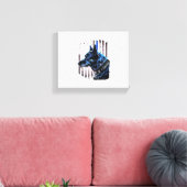 K9ドイツ羊飼い警察犬シンブルーライン国旗 キャンバスプリント (インサイチュ (リビング))