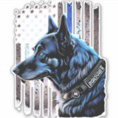 K9ドイツ羊飼い警察犬シンブルーライン国旗 シール (正面)