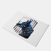 K9ドイツ羊飼い警察犬シンブルーライン国旗 ドアマット (アングル)