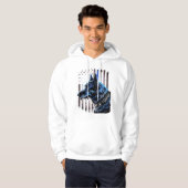 K9ドイツ羊飼い警察犬シンブルーライン国旗 パーカ (正面フル)