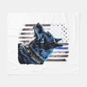 K9ドイツ羊飼い警察犬シンブルーライン国旗 フリースブランケット (正面(横))