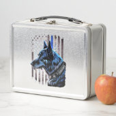 K9ドイツ羊飼い警察犬シンブルーライン国旗 メタルランチボックス (インサイチュ)