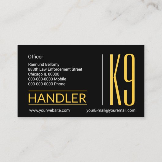 K9ハンドラ 名刺 (裏面)