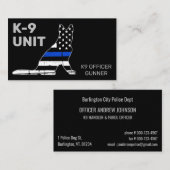 K9ユニット法執行薄型ブルーライン警察犬 名刺 (正面/裏面)