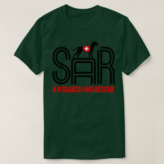 K9検索および救助SAR (1) Tシャツ (デザイン正面)