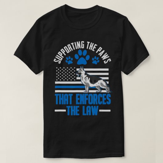 K9細いブルーラインドイツの羊飼い警察犬US F Tシャツ (デザイン正面)